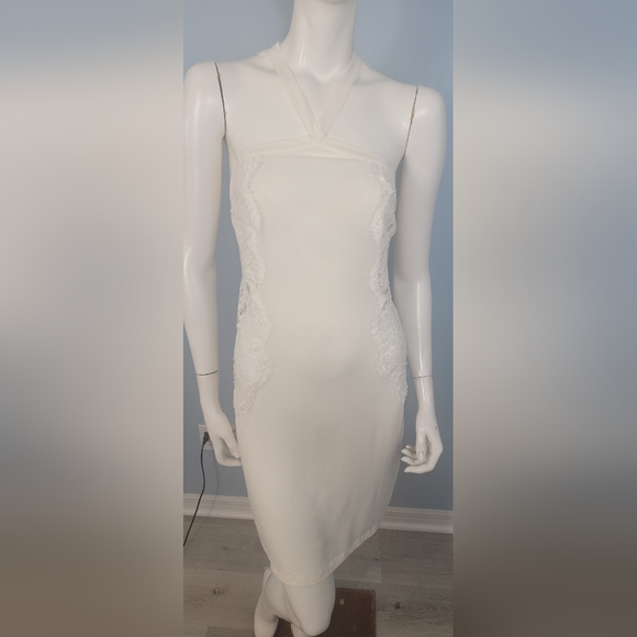 La Perla White halter neck silk and side lace panels size Medium - Picture 10 of 12